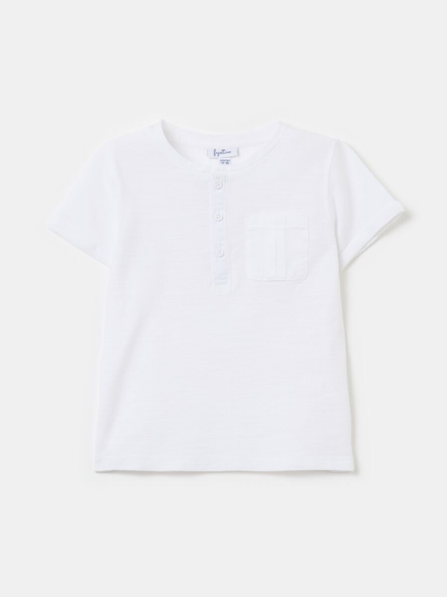 Camiseta de algodón texturado con bolsillo_0