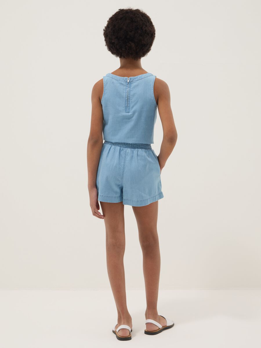 Short vaquero azul claro 100% algod&oacute;n para ni&ntilde;a, corte regular_1