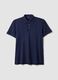 Blue pure cotton slim-fit short-sleeved polo shirt_0