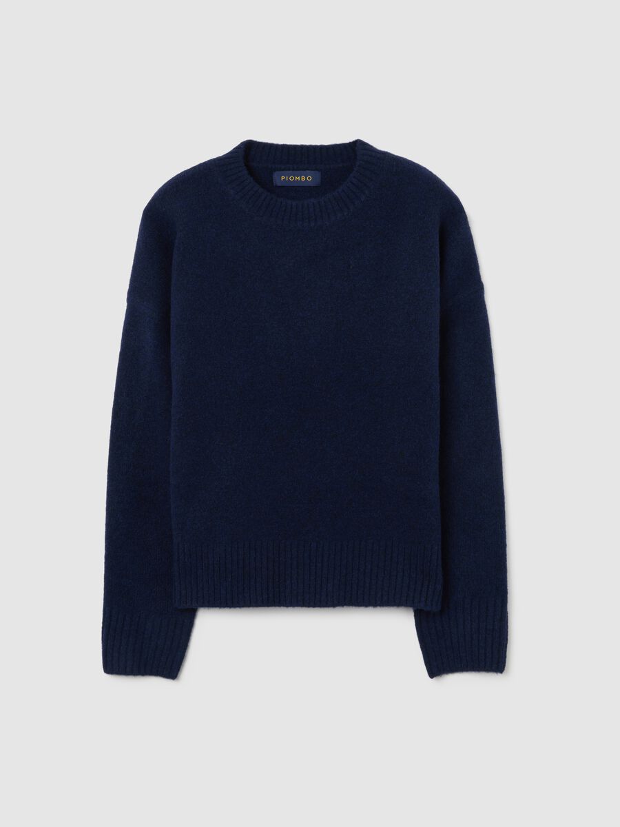 Regular fit blue pullover with round neckline_4