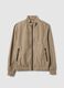 Beige regular fit bomber jacket with zip_4