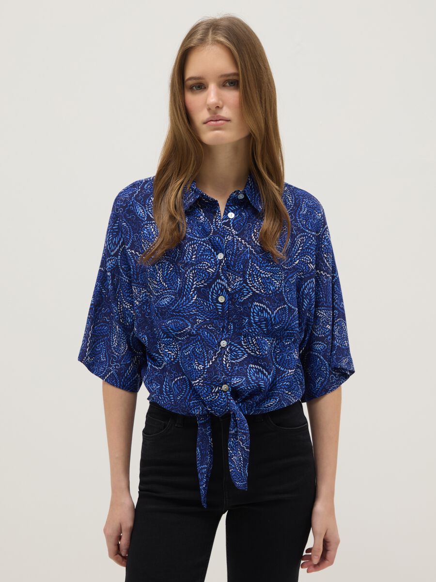 Multicolour striped regular fit pure viscose shirt_0