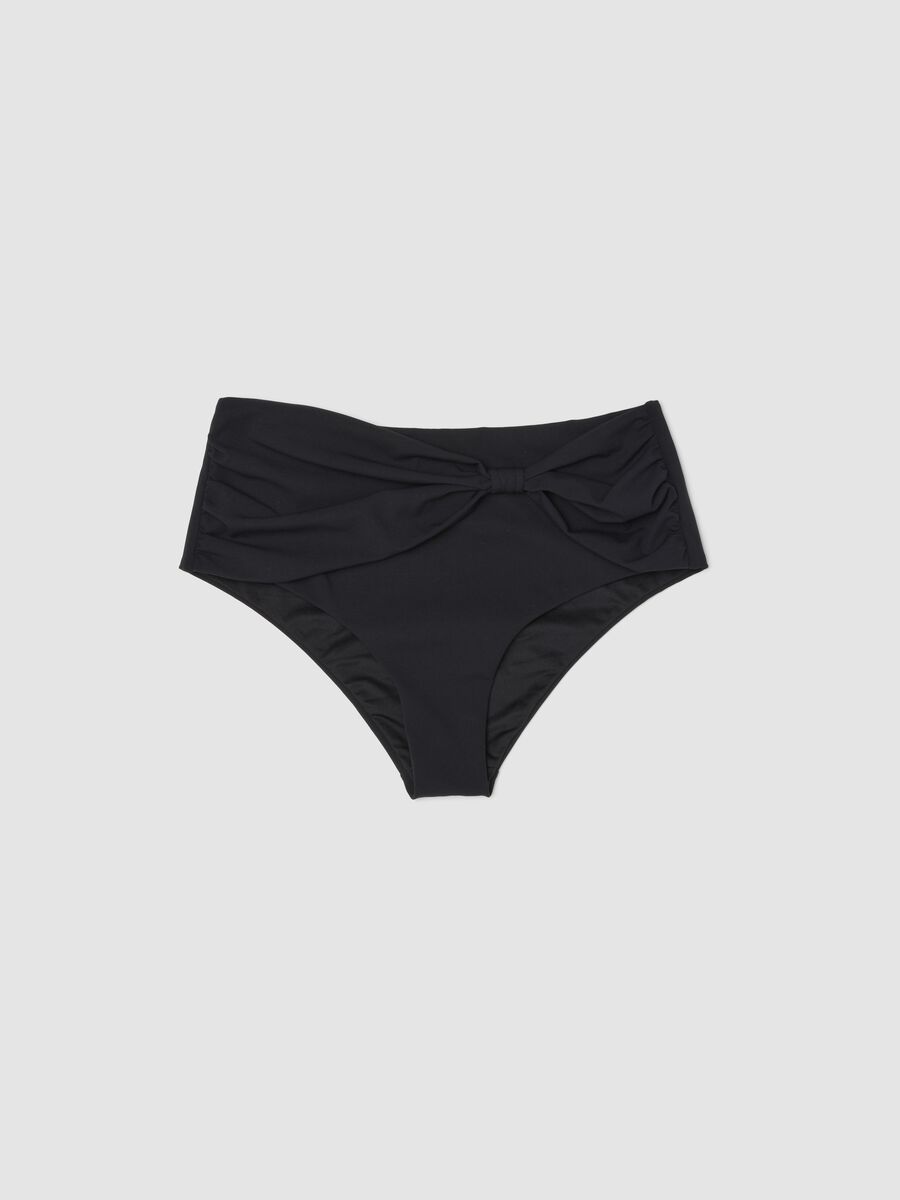 Black bikini bottoms with knotted detail in stretchy shaping fabric_4