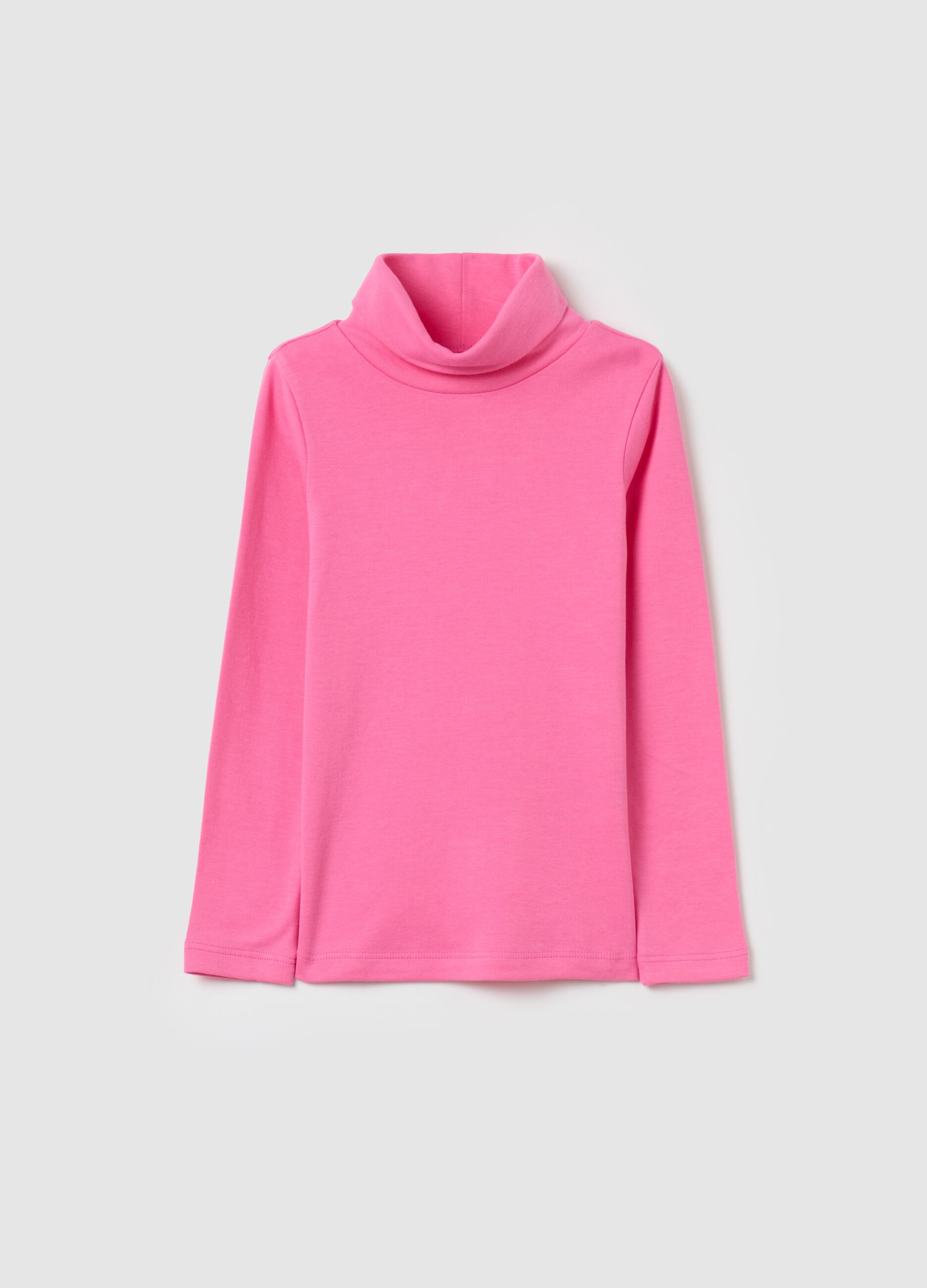 Cotton T-shirt with high neck