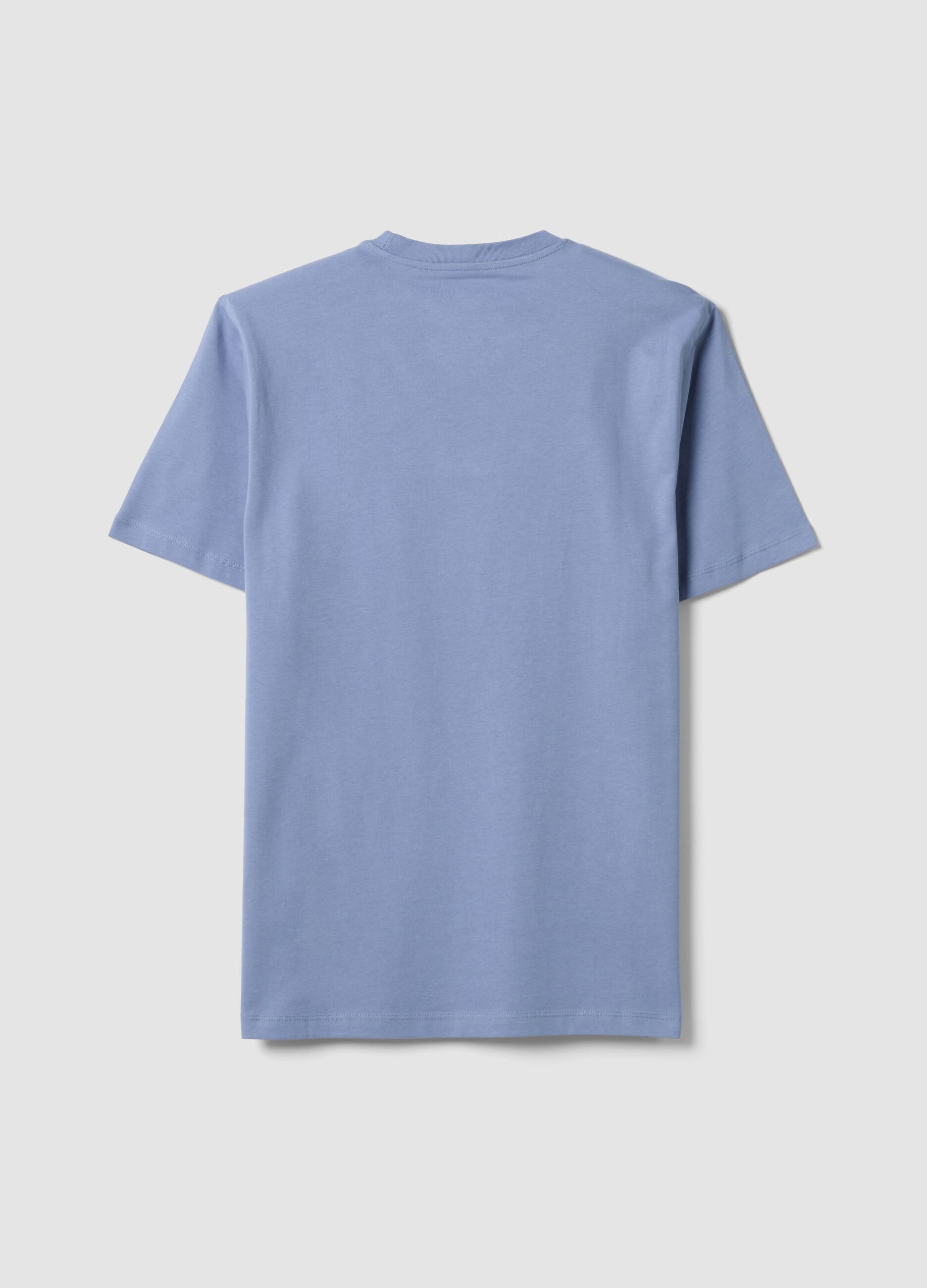 Blaues T-Shirt aus reiner Bio-Baumwoll-Jerseyware in Regular Fit