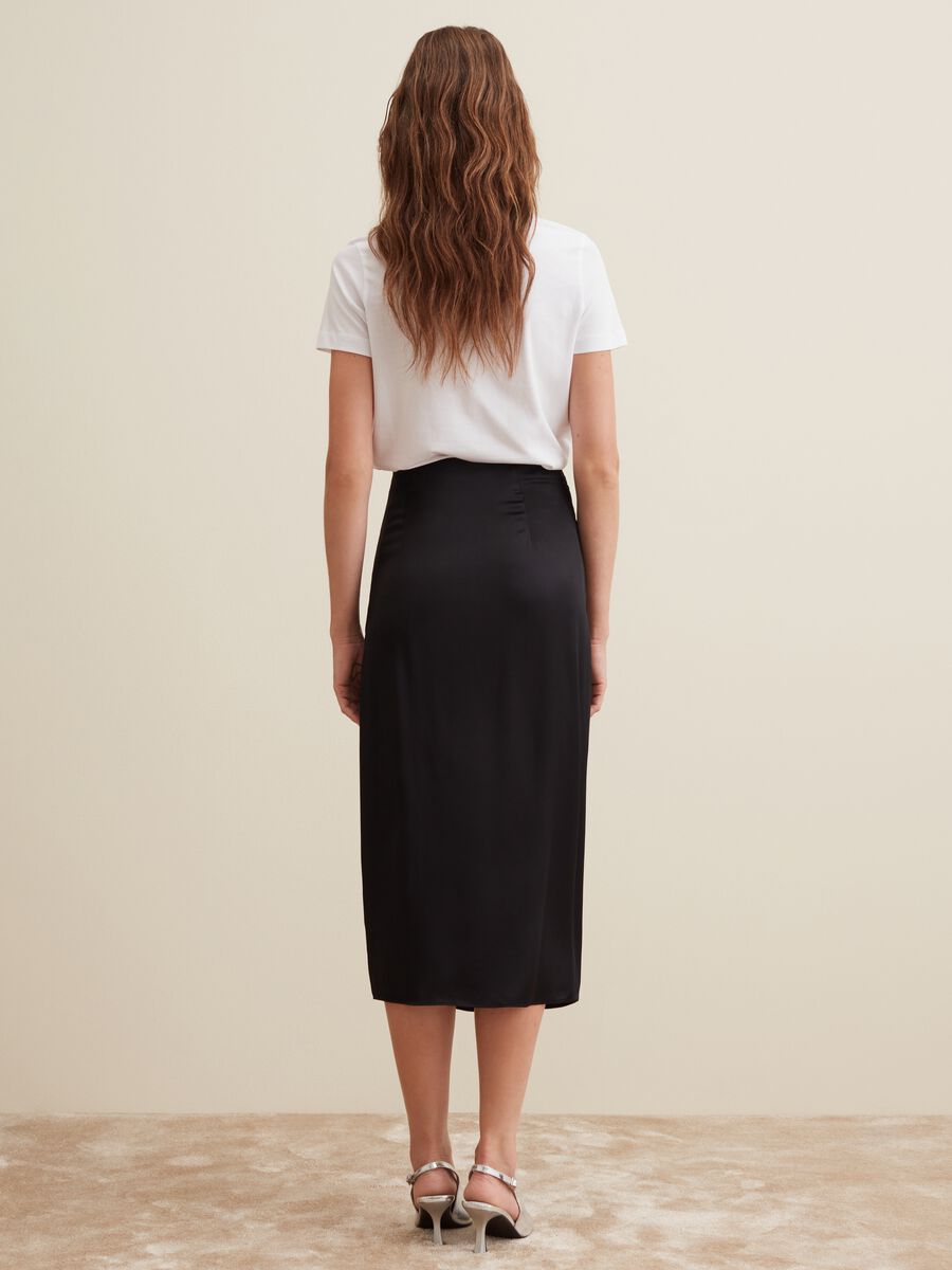 Satin viscose midi skirt with belt_2