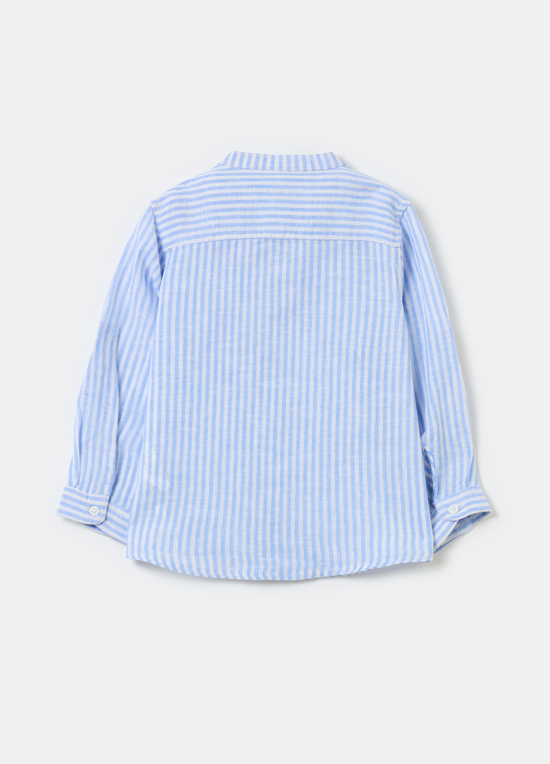 Camisa de rayas en mezcla de lino y algodón