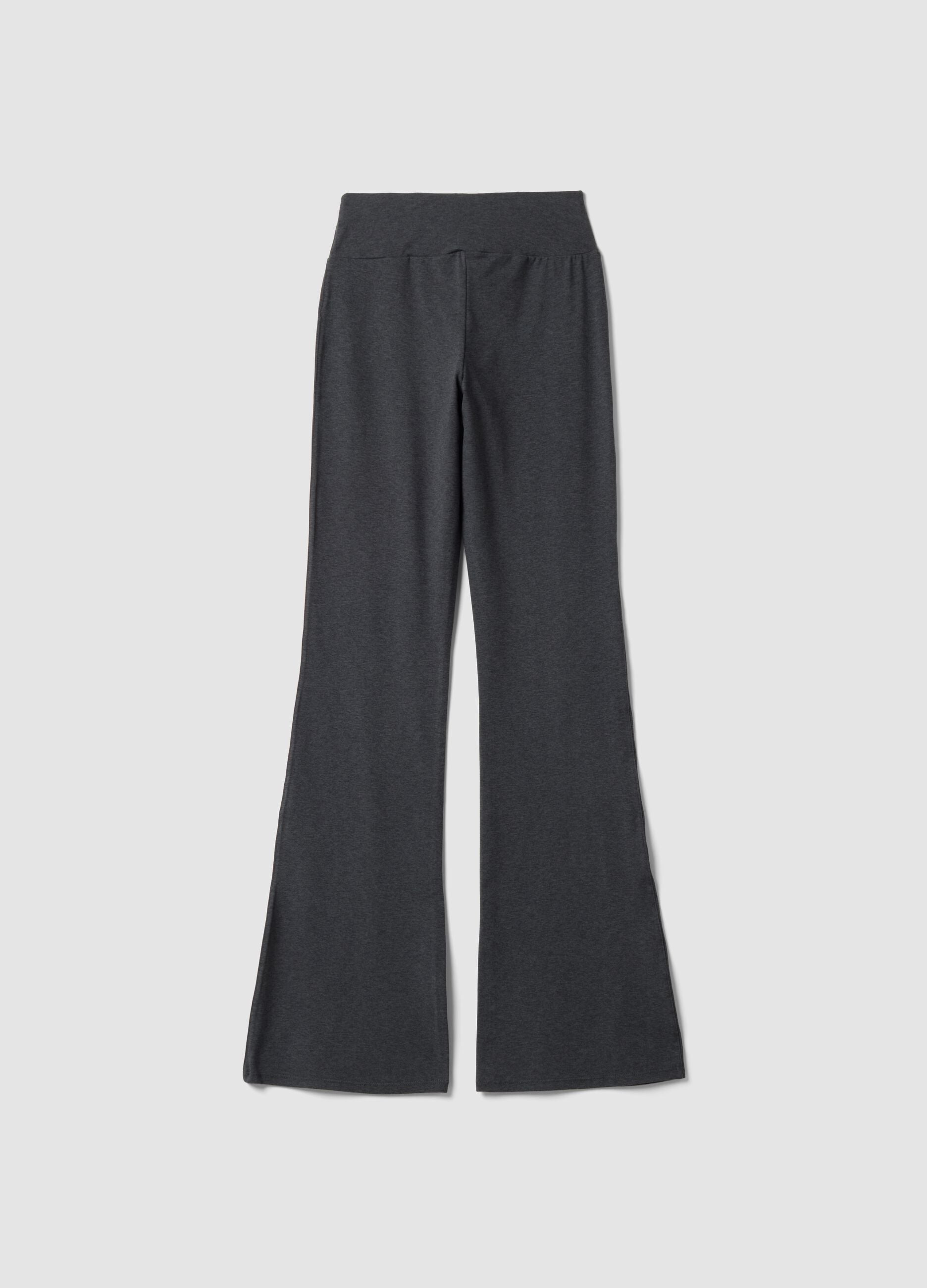 Grey flared leggings in stretch fabric