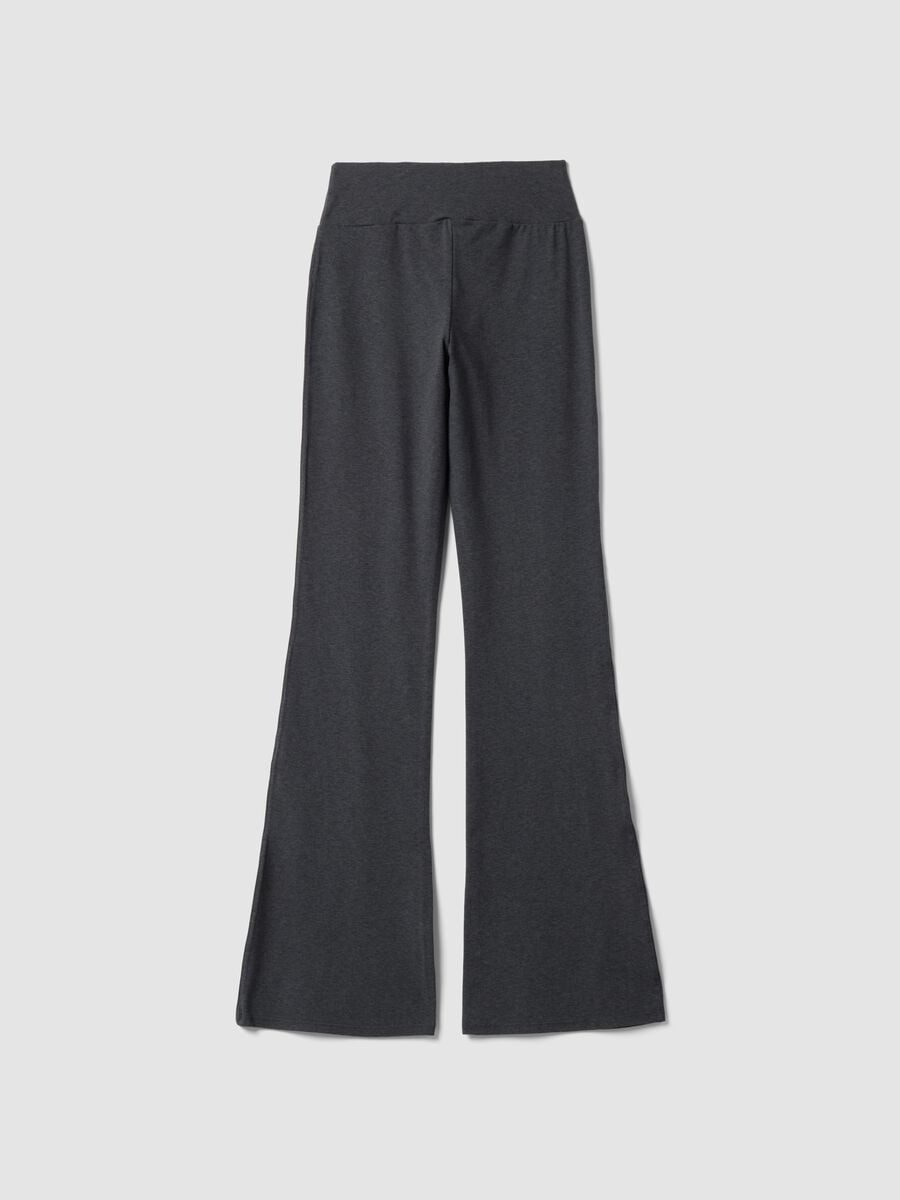 Grey flared leggings in stretch fabric_2