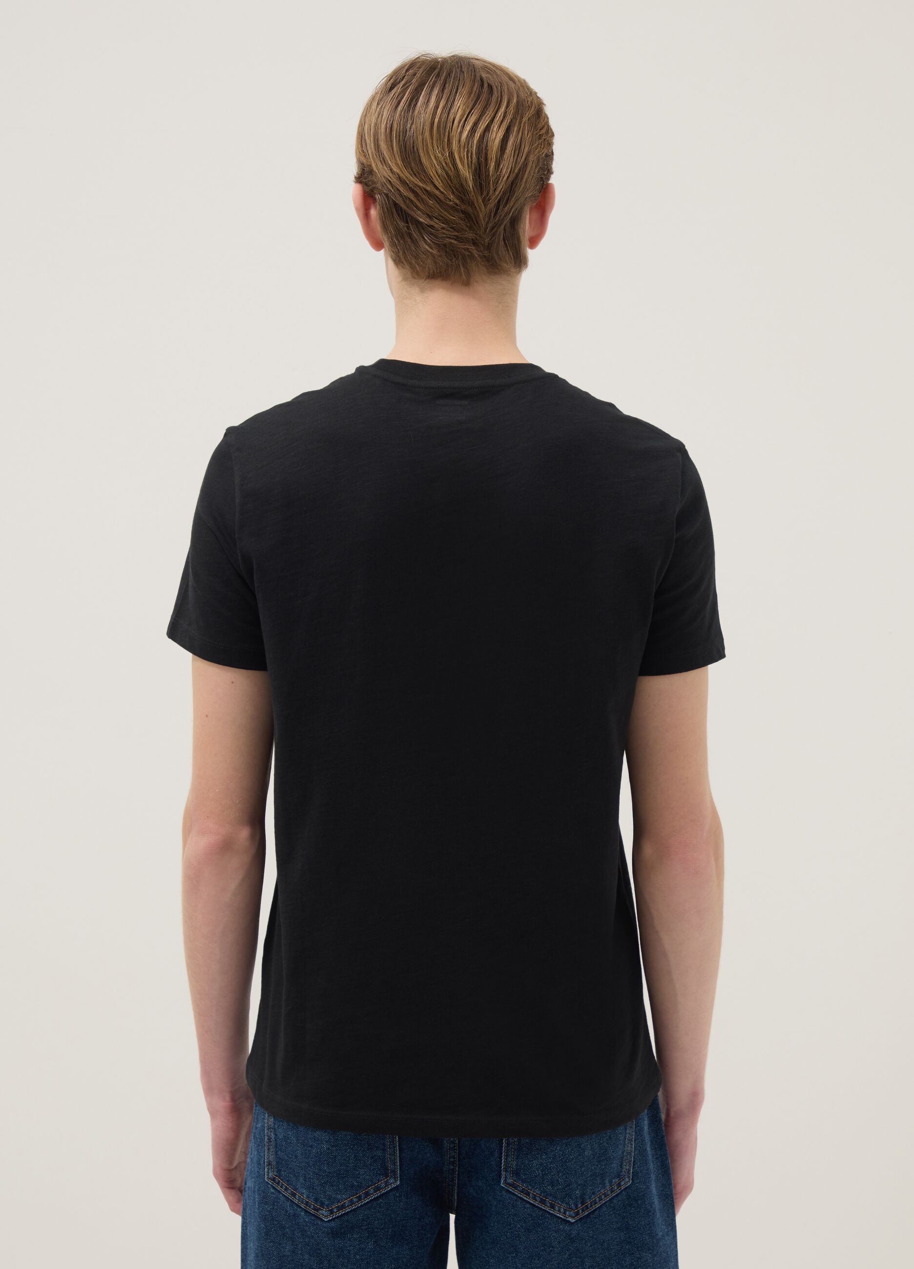 Black pure cotton short sleeve T-shirt regular fit