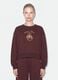 Felpa marrone in misto cotone con girocollo e stampa teddy_1