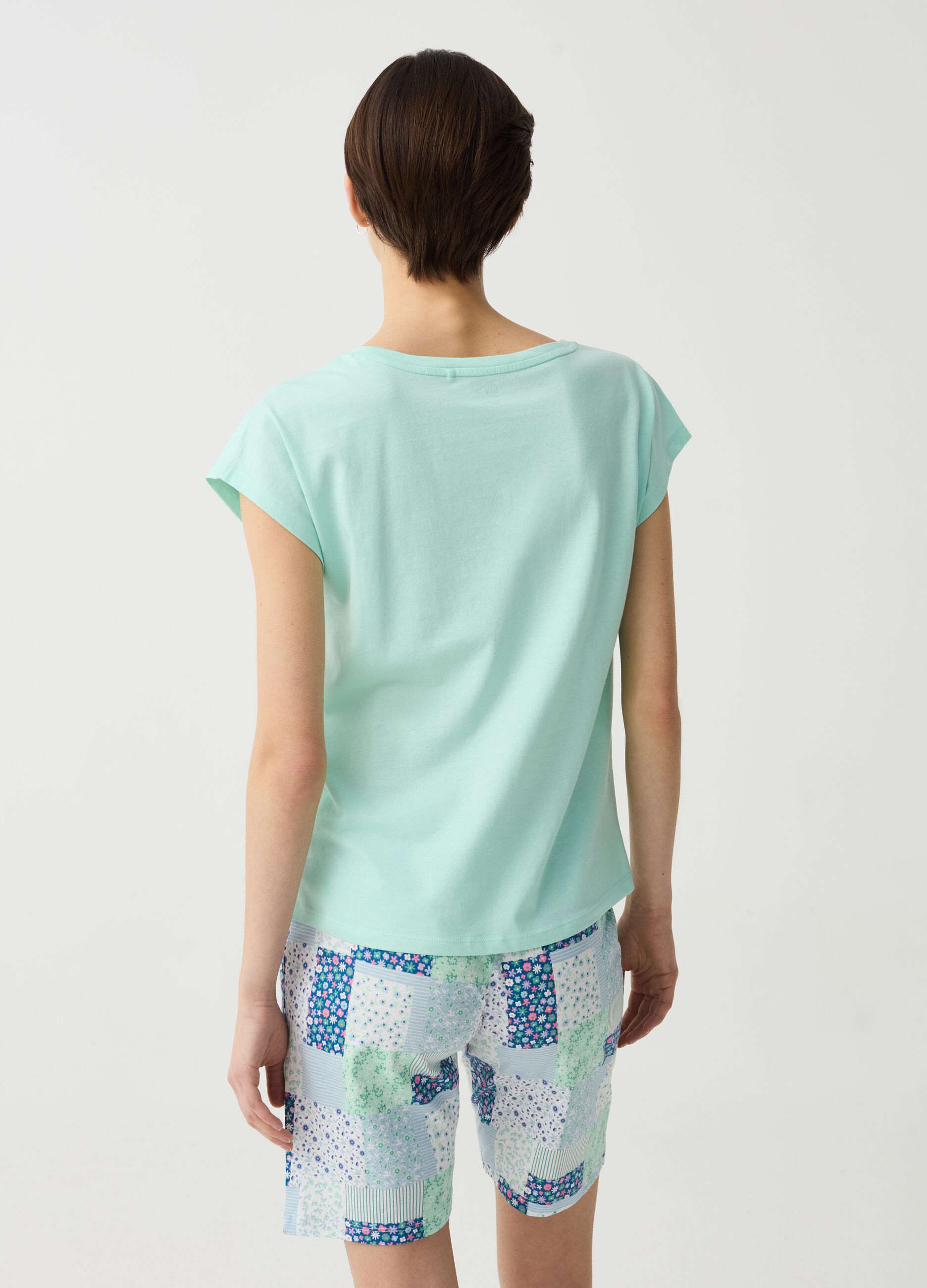 Cotton pyjamas with patchwork print