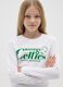 White slim fit stretch cotton girls' T-shirt with Celtics logo_2