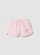 Girl's regular fit pink cotton blend shorts with heart_0