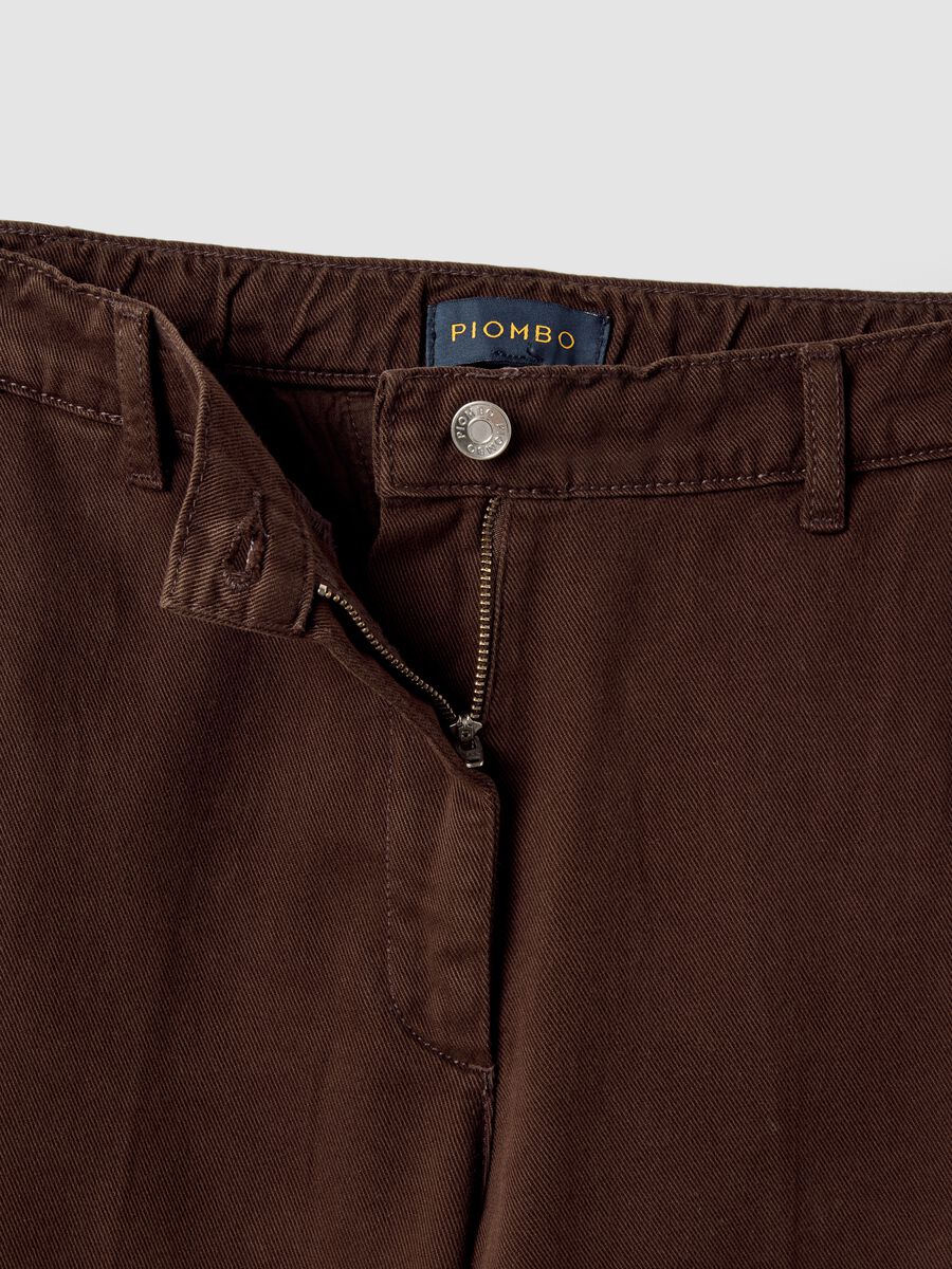 Pantaloni marrone scuro wide leg in puro cotone_1