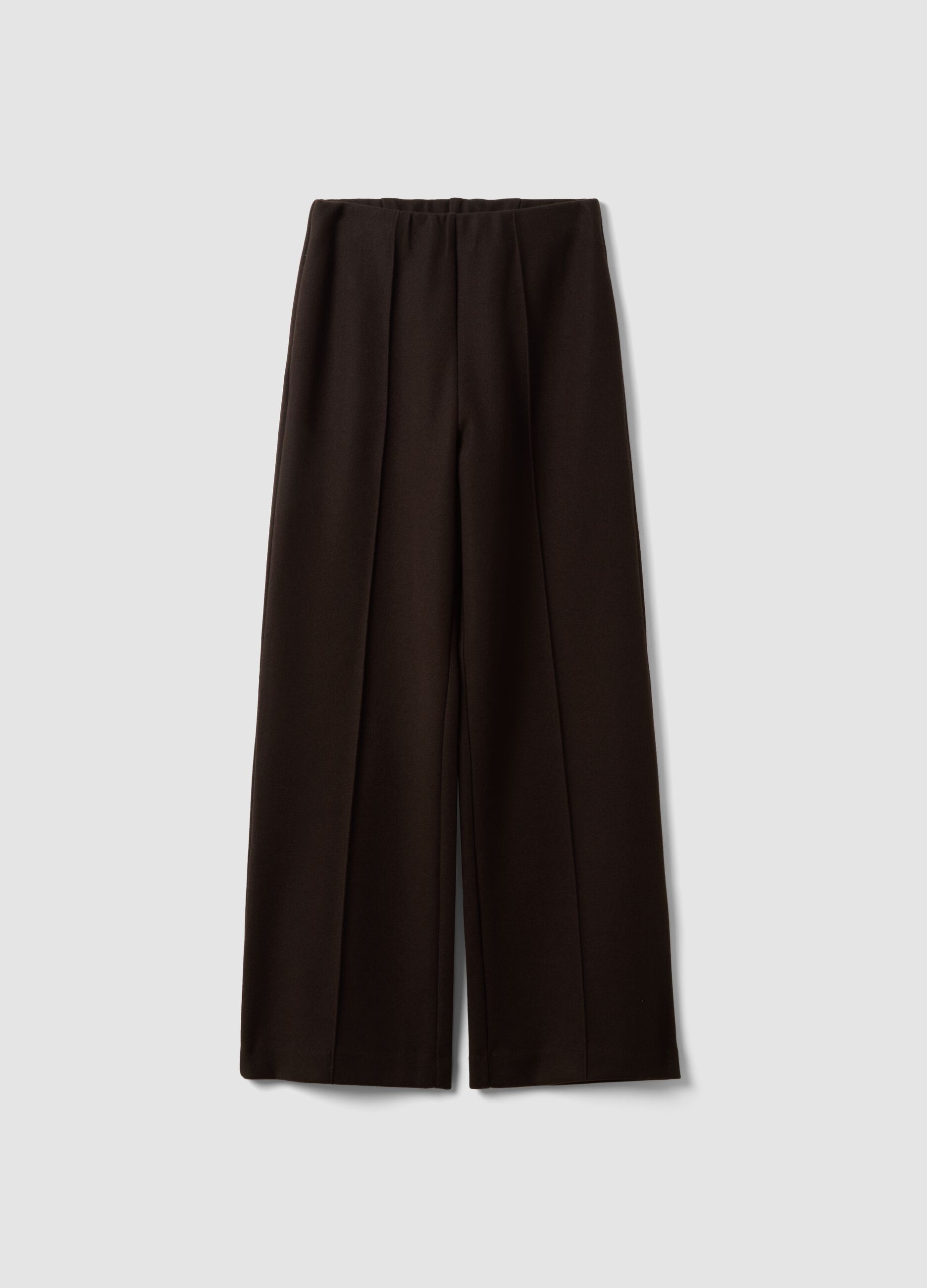 Pantaloni eleganti marroni in misto viscosa baggy fit