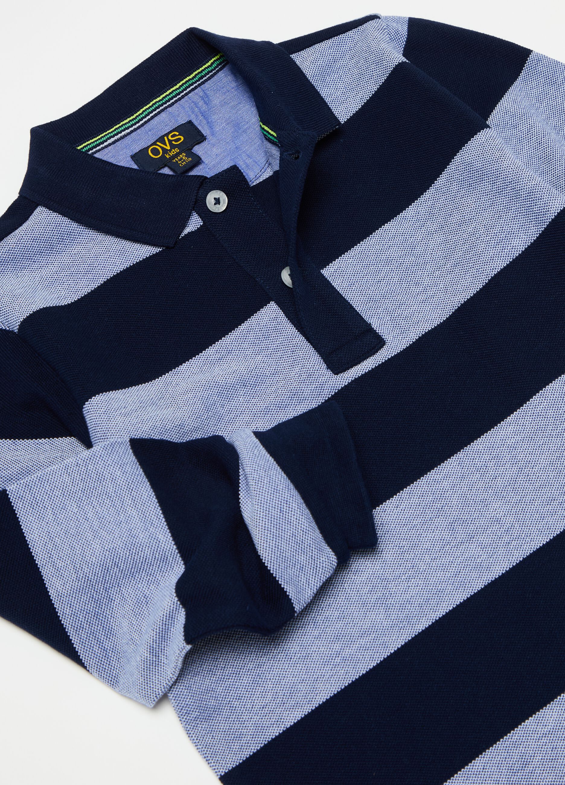 Long-sleeved polo shirt with striped pattern