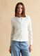 White cotton blend cardigan with regular fit and knitted pattern_2