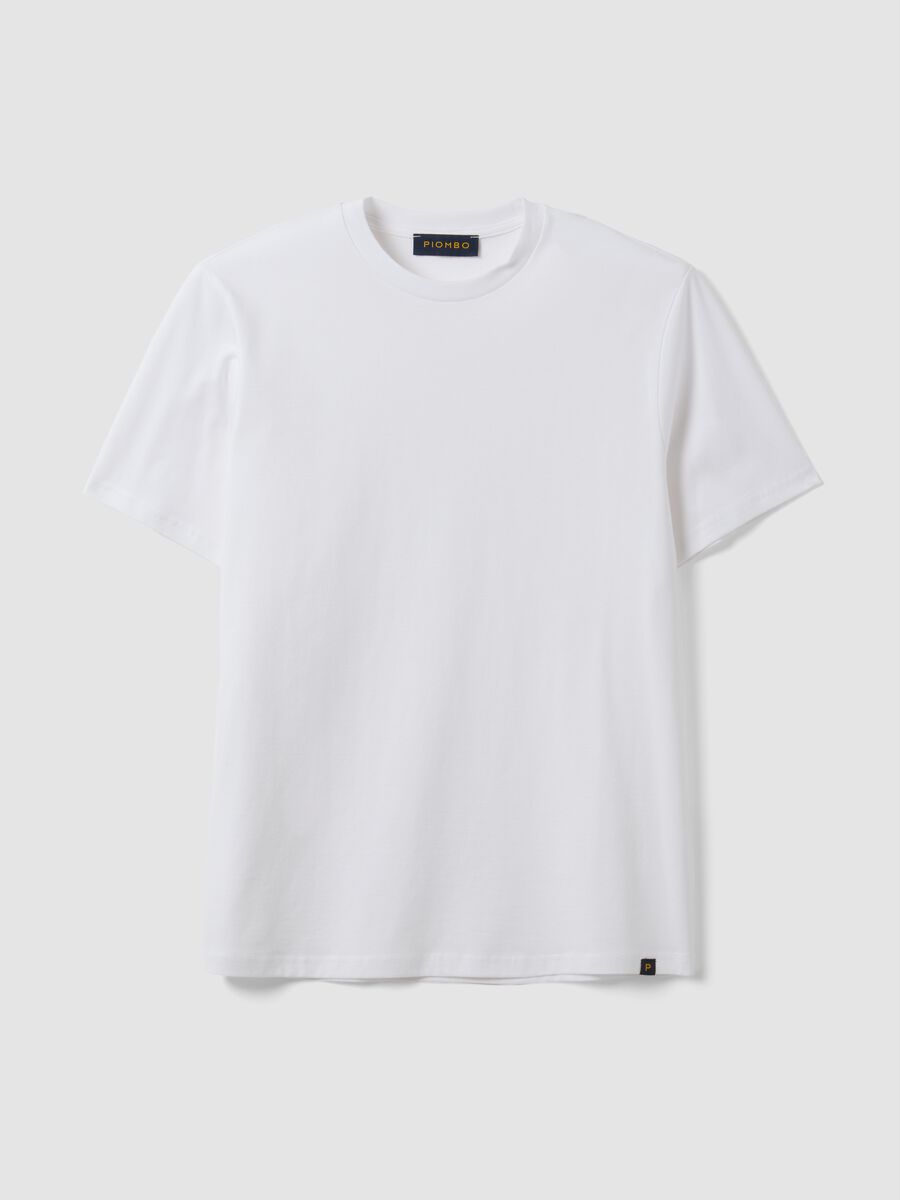 White pure-cotton crew-neck T-shirt in a regular fit_0
