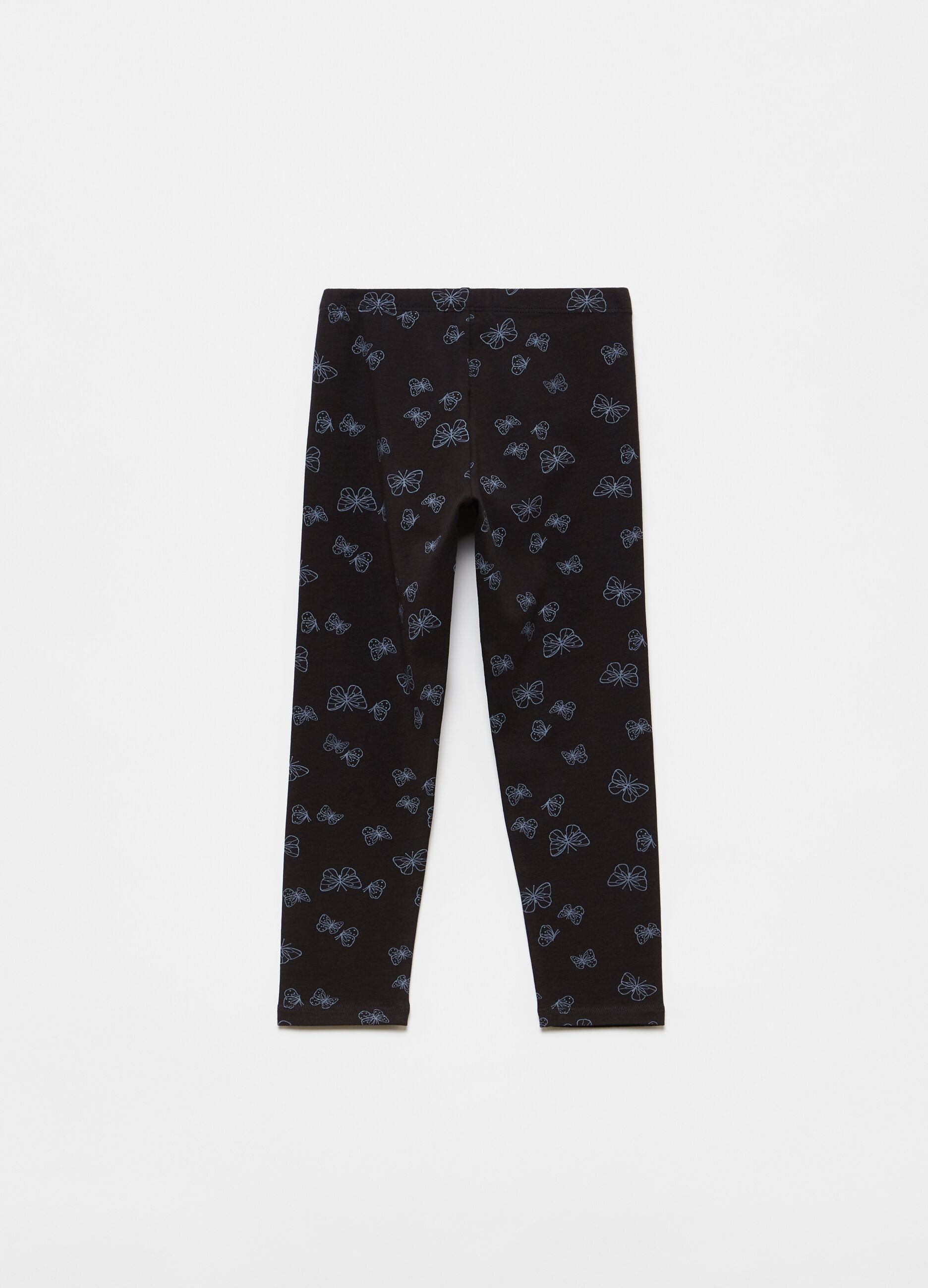 Stretch cotton leggings with butterfly print