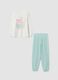 Multicolour organic cotton pyjamas with crew neck and bunny print_0