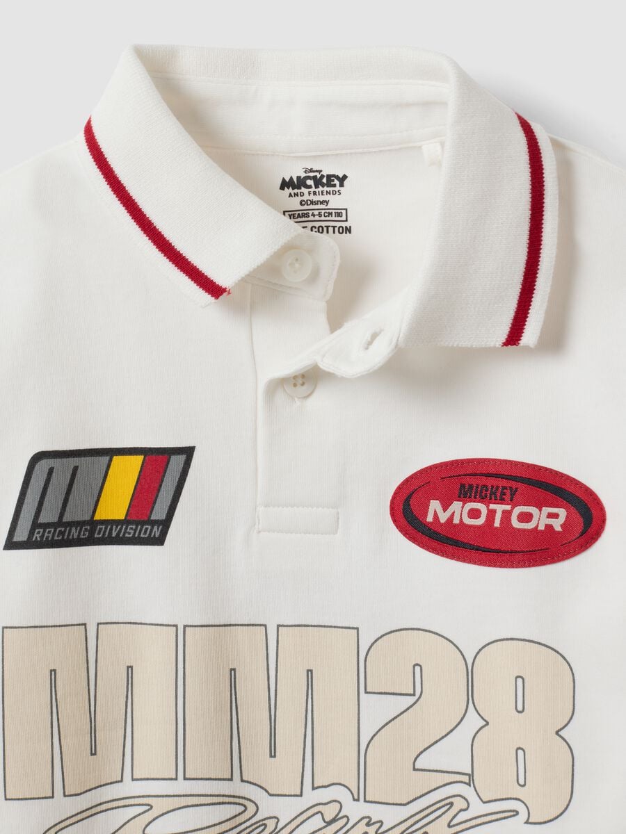 White pure cotton long-sleeve polo with Mickey & Friends print_2