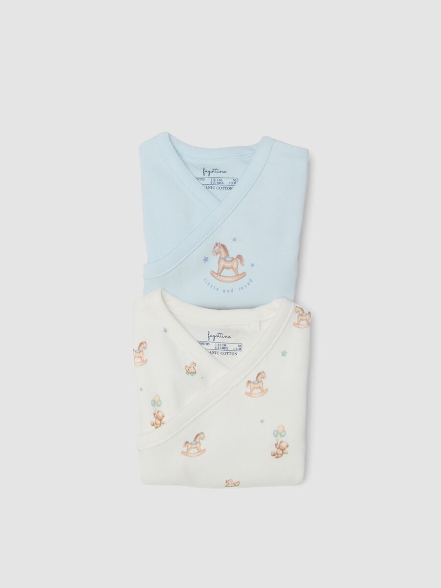 Bipack di body multicolor in puro cotone organico con stampa per neonato_2