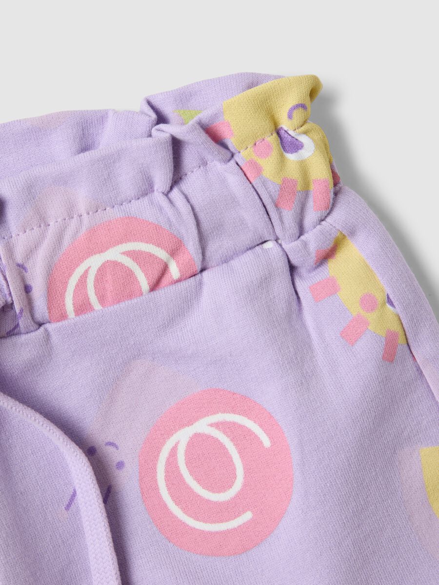 Girls' Regular Fit Purple Pure Cotton Shorts with Prints_2