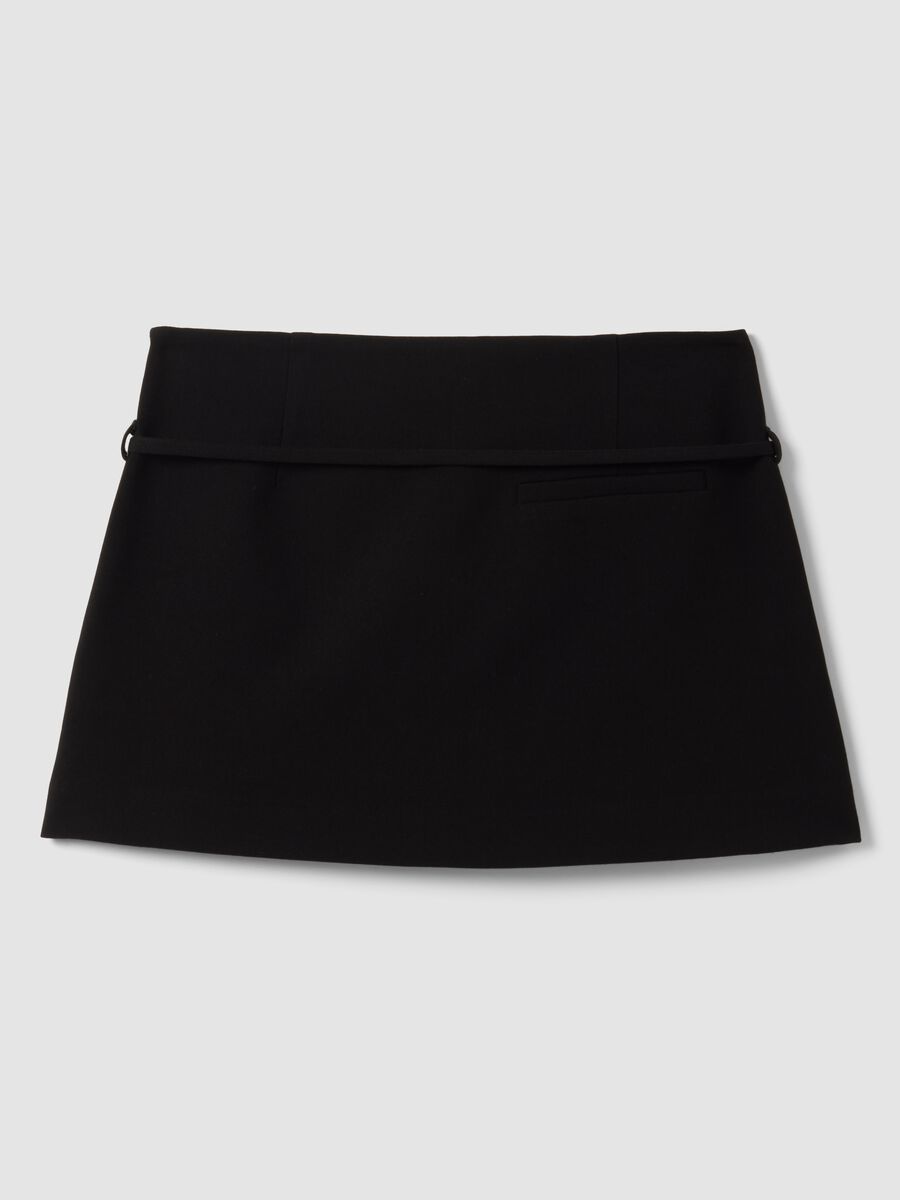 Black stretch viscose mini skirt with belt_6