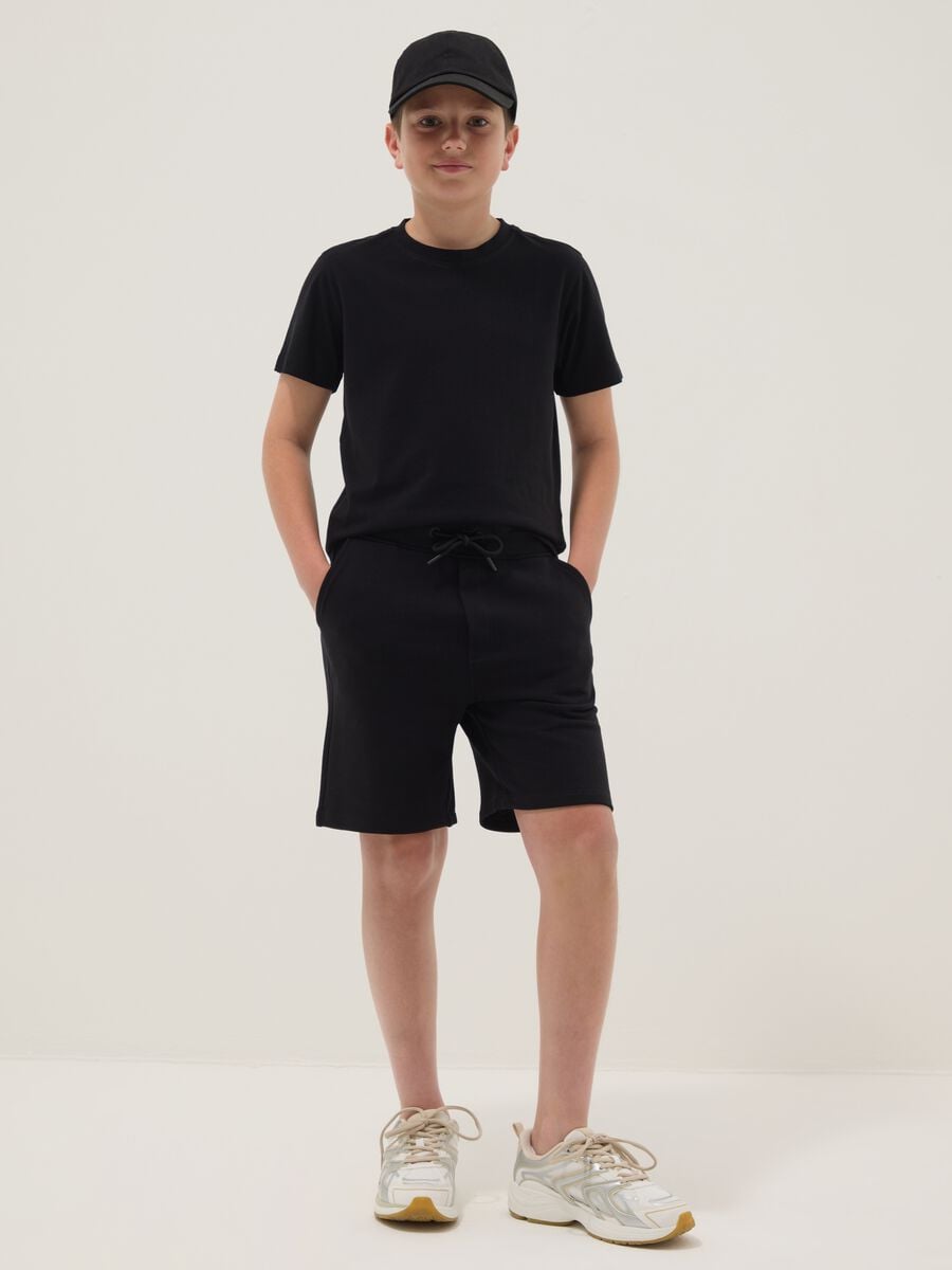 Boys&rsquo; black pure cotton shorts, relaxed fit_0