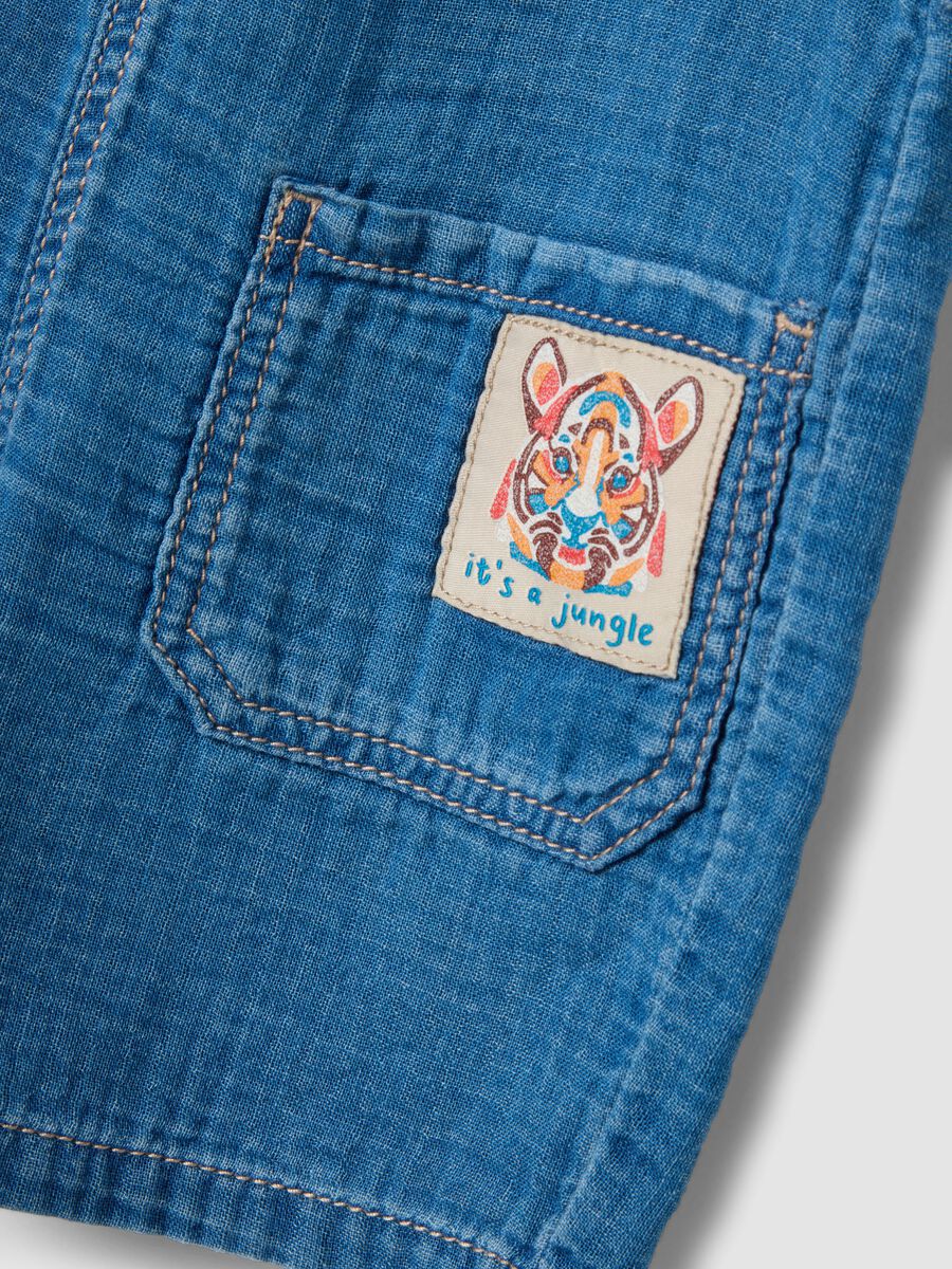 Blue pure cotton short dungarees for baby boy, regular fit_3