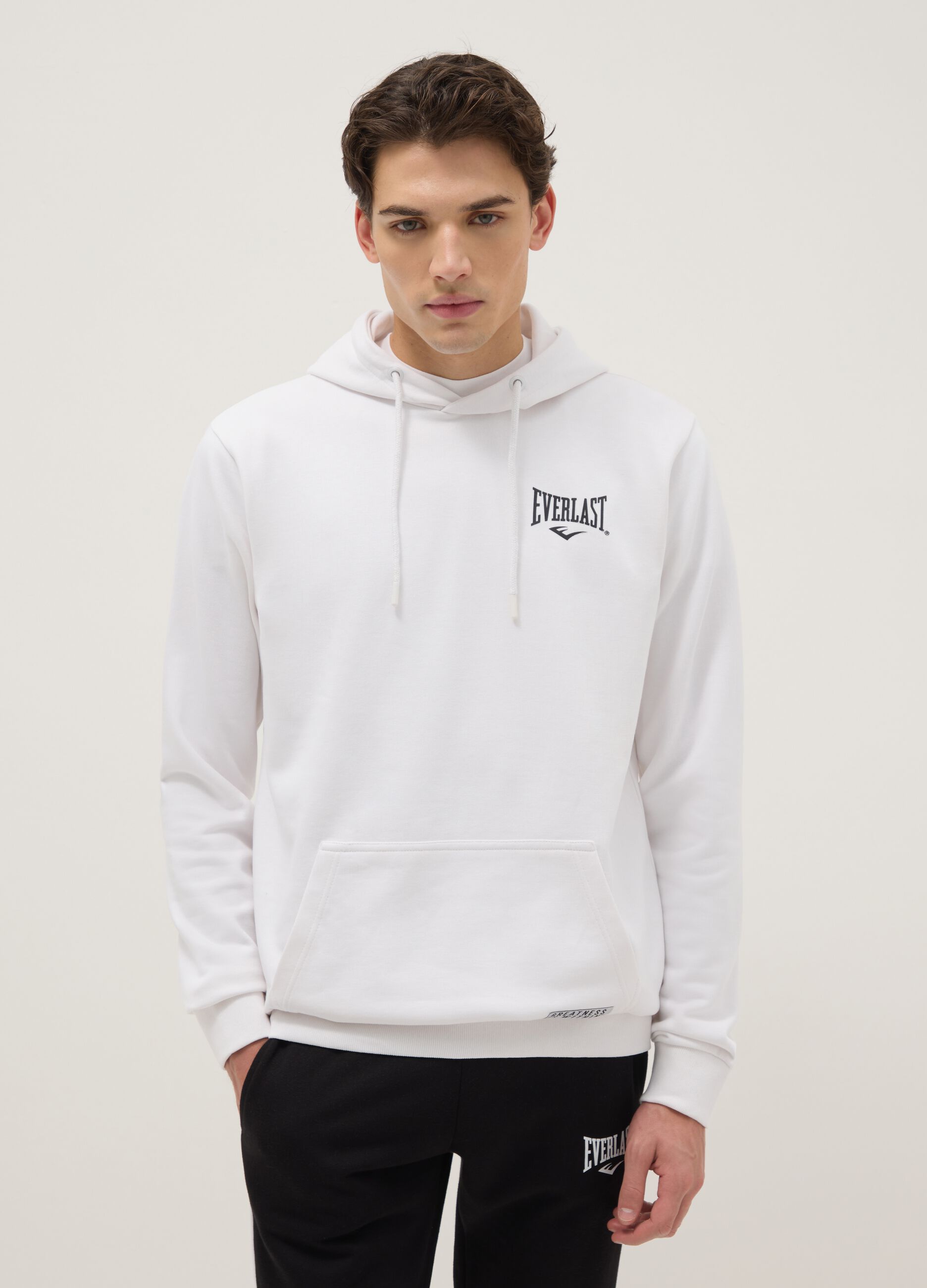 Wei&szlig;e Regular Fit Baumwollmischung Kapuzenpullover mit Everlast-Logo