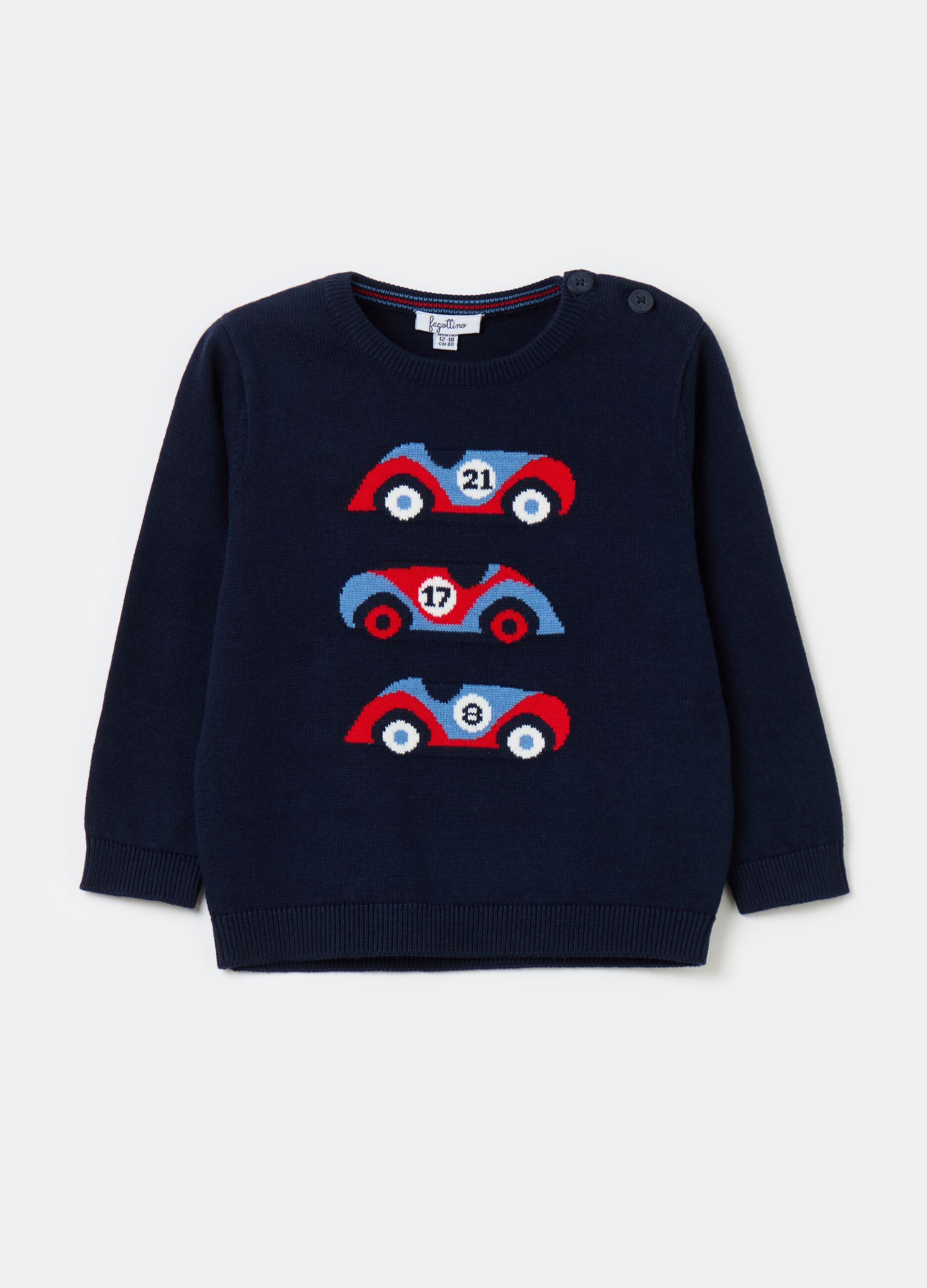 Pullover with jacquard cars design