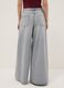 Pure grey denim cotton wide leg jeans_2
