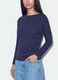 T-shirt blu in viscosa elasticizzata con scollo a barchetta_2