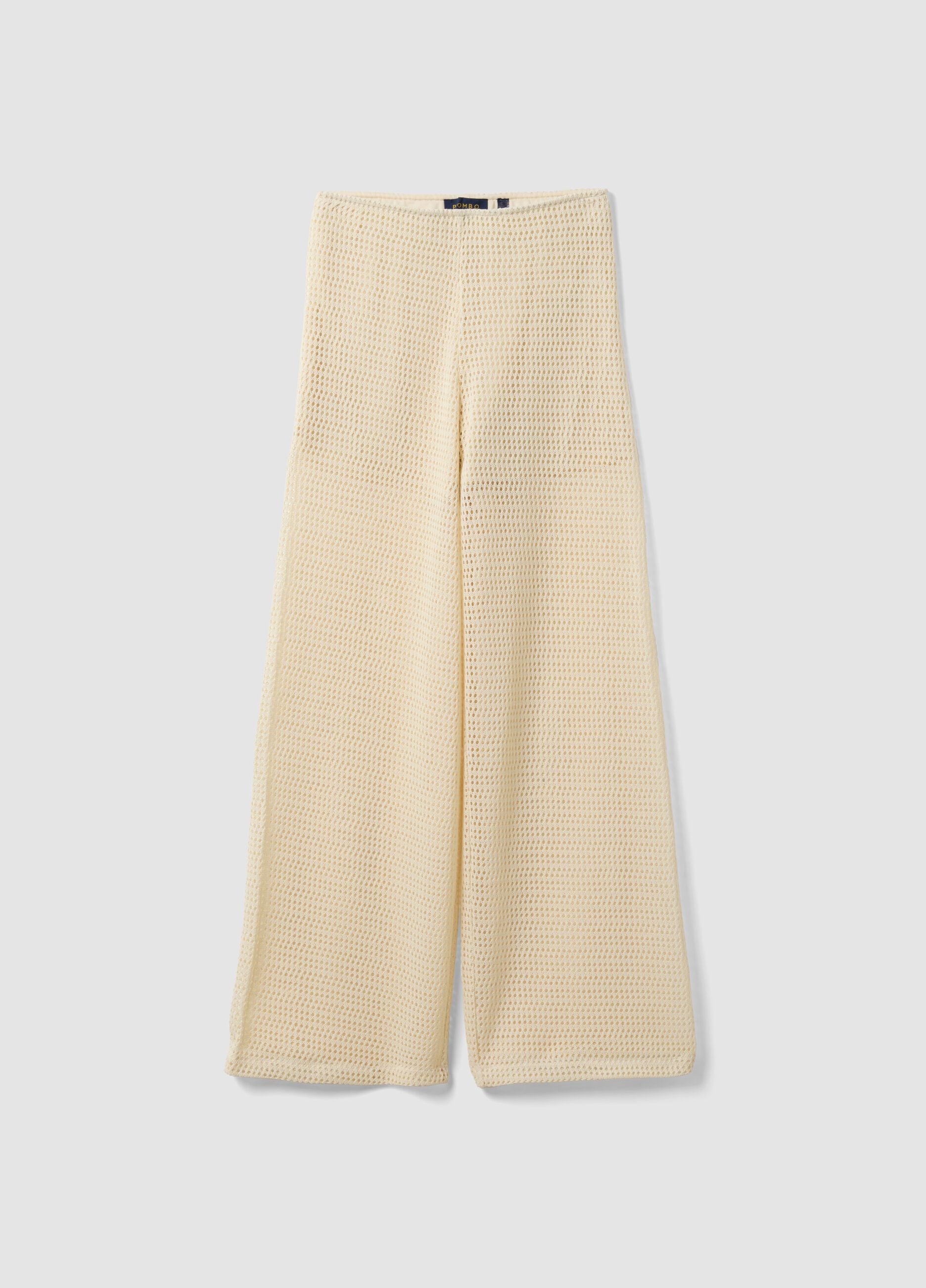Beige palazzo trousers in a viscose blend