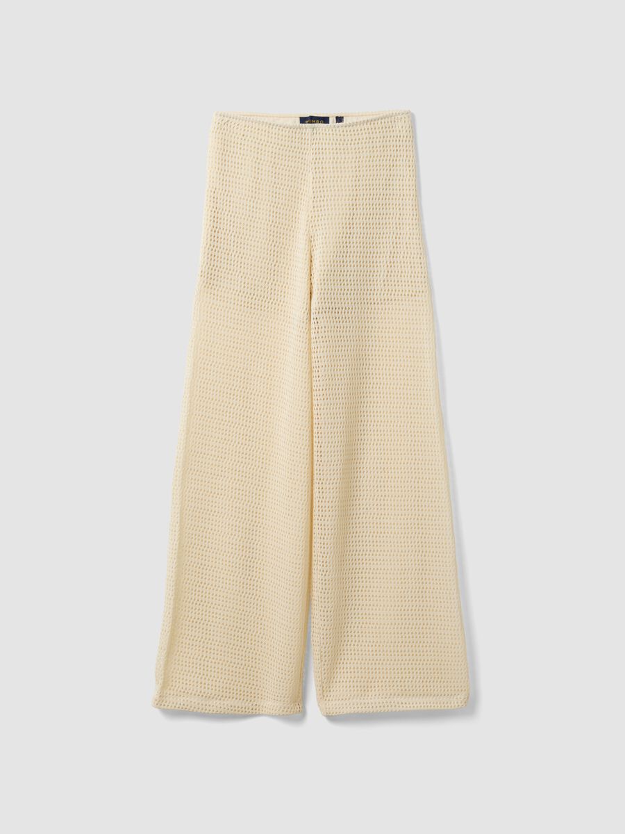Beige palazzo trousers in a viscose blend_4