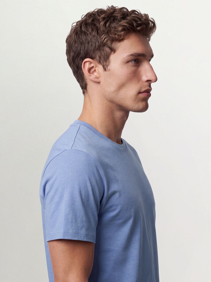 Blue regular-fit T-shirt in pure organic cotton jersey_2
