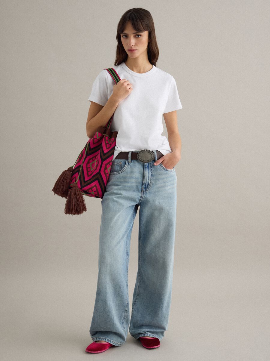 Multicolor ethnic detail beach bag with tassels_1