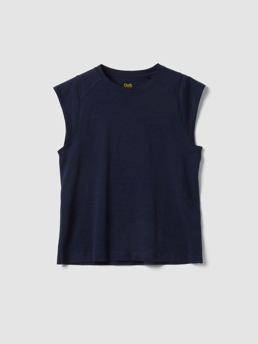 Regular fit blue short sleeve pure cotton T-shirt_4