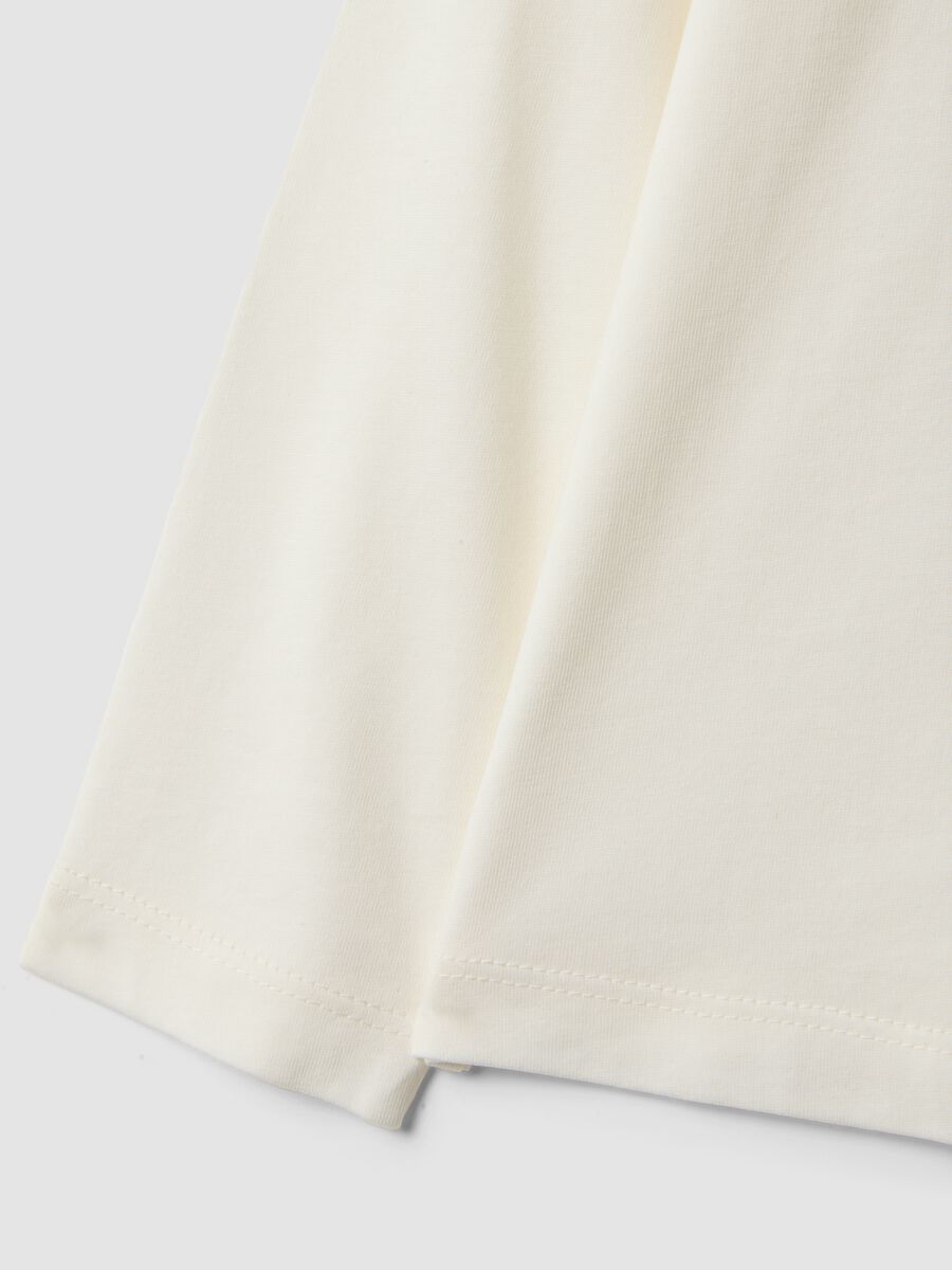 White pure organic cotton T-shirt with glitter print for girls_3