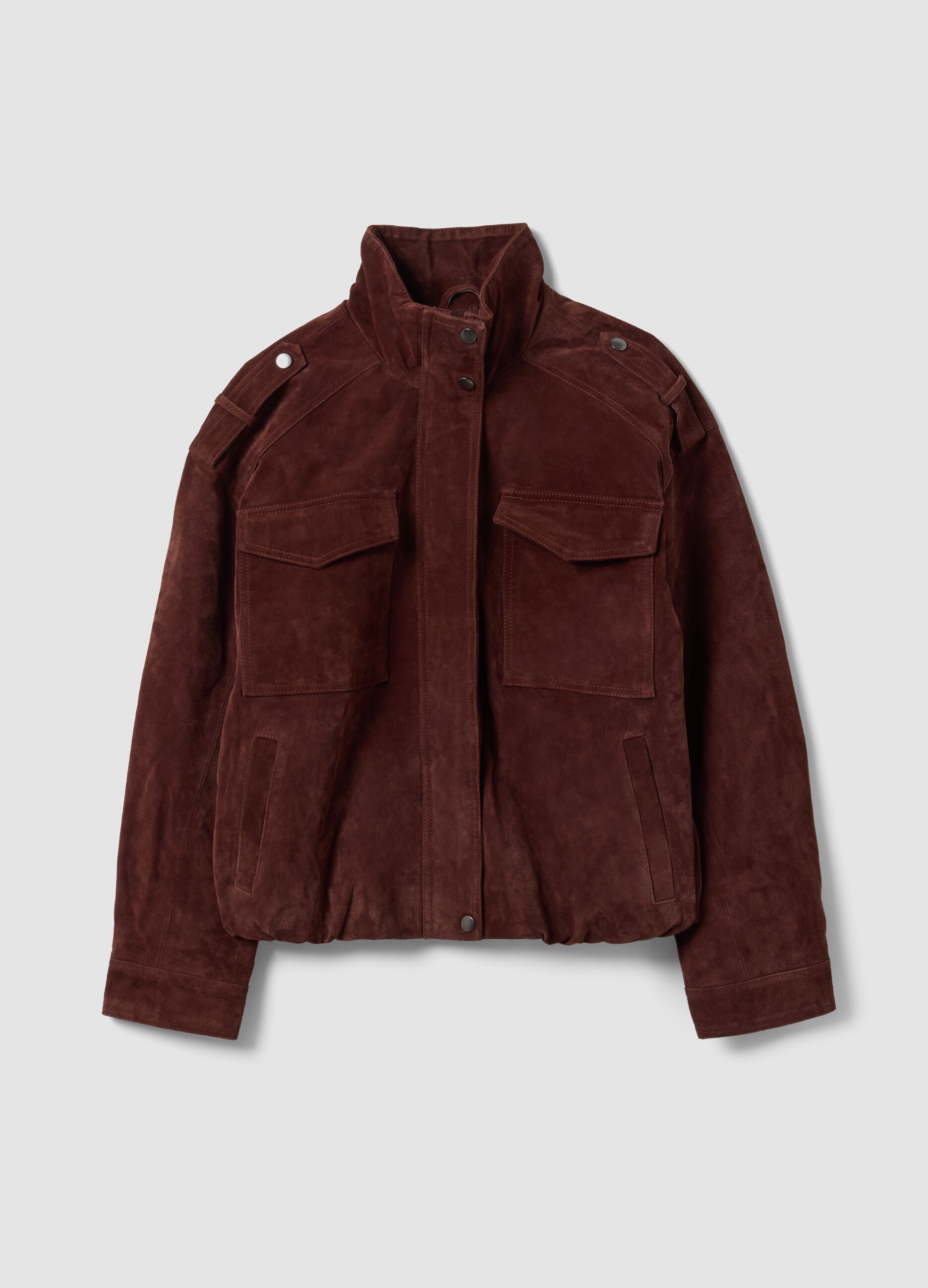 Red genuine leather jacket in regular fit