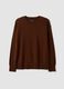 Maglia marrone in pura lana a girocollo over fit_4