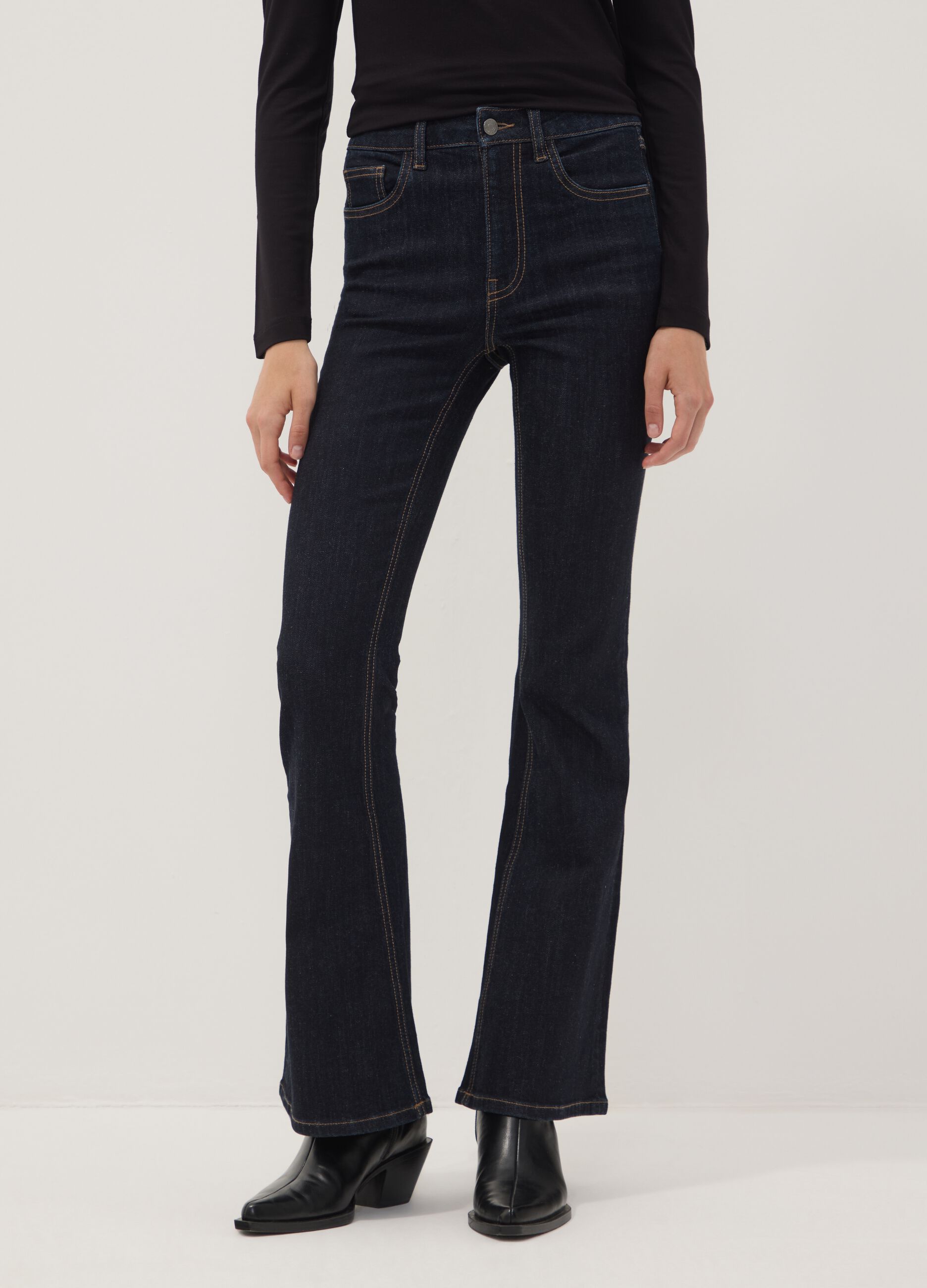 Blue flared stretch-cotton jeans