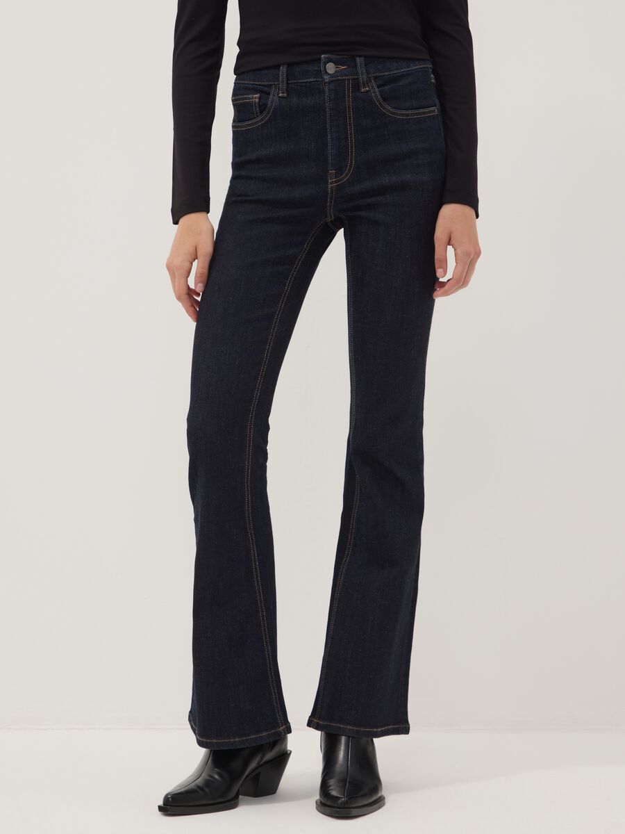 Blue flared stretch-cotton jeans_2