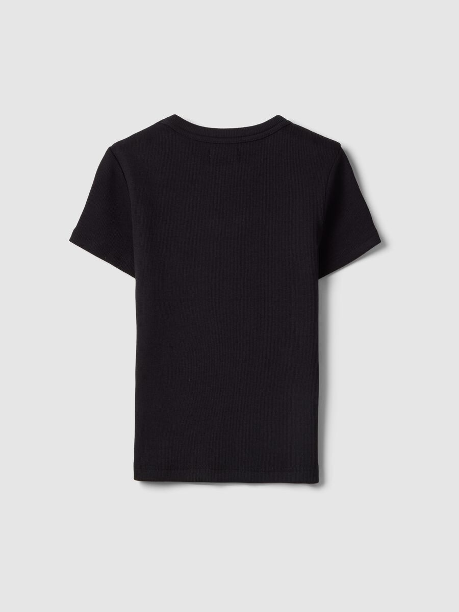 Black stretch cotton fitted t-shirt for girls_1