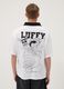 Wei&szlig;es T-Shirt aus reiner Baumwolle mit Kontrastkragen und One Piece-Print_3