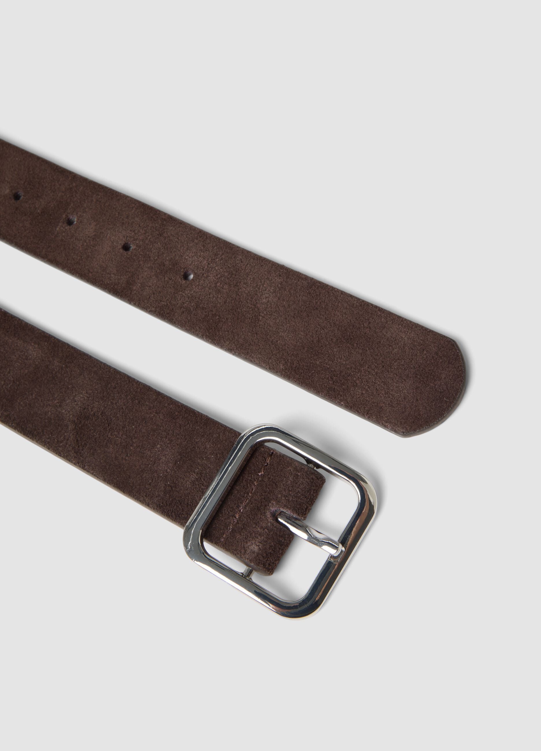 Cintura marrone in vera pelle con borchie