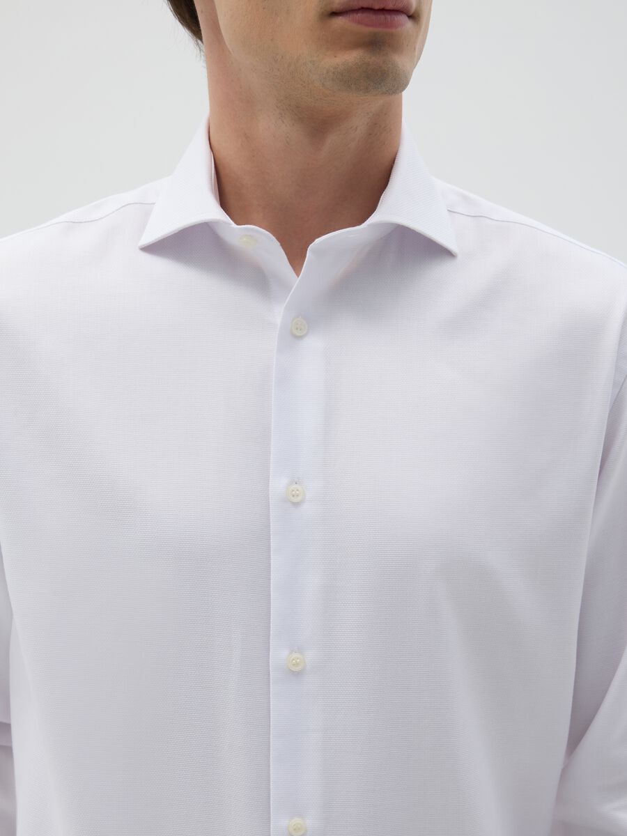 Men's white pure cotton easy iron shirt_2