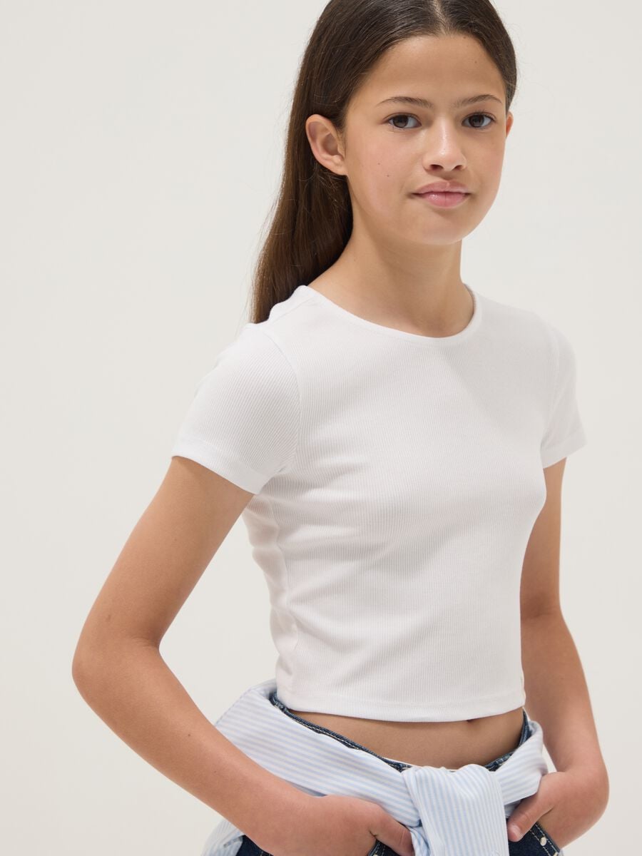 White short-sleeve stretch cotton T-shirt_2